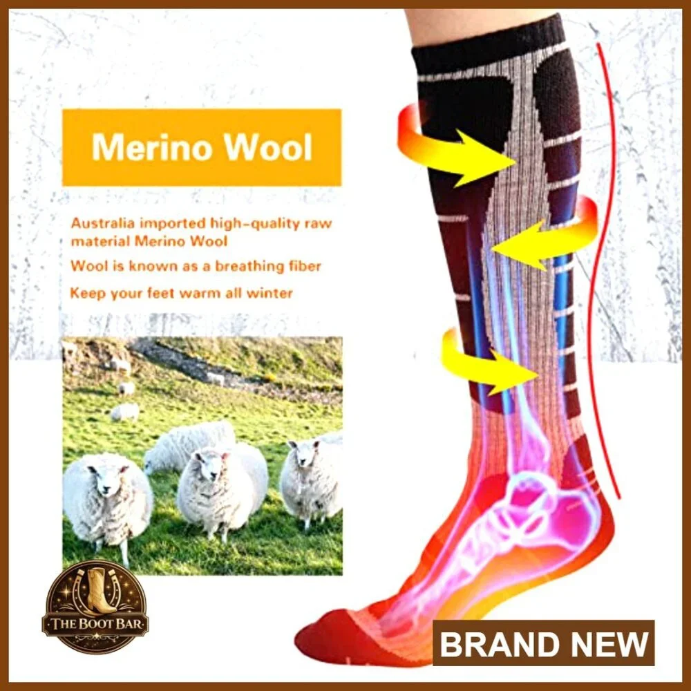 Merino Wool Thermal Ski Socks Knee High Winter Snowboarding 2 Pairs